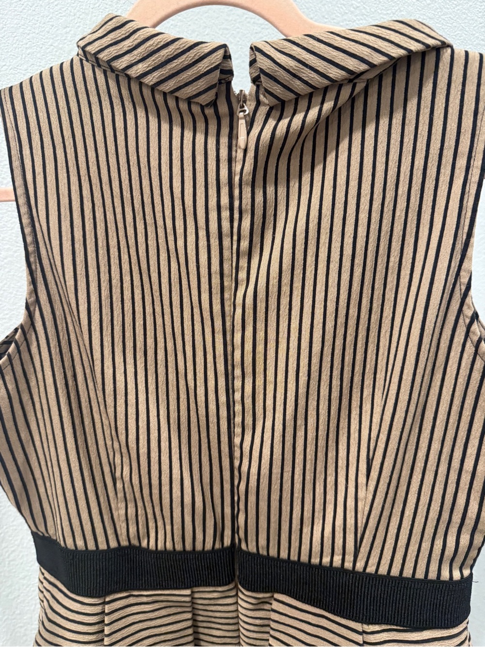 Eva Mendes NY&Co Freya Sleeveless Black & Tan Striped Fit-and-Flare Dress Medium - Picture 8 of 9